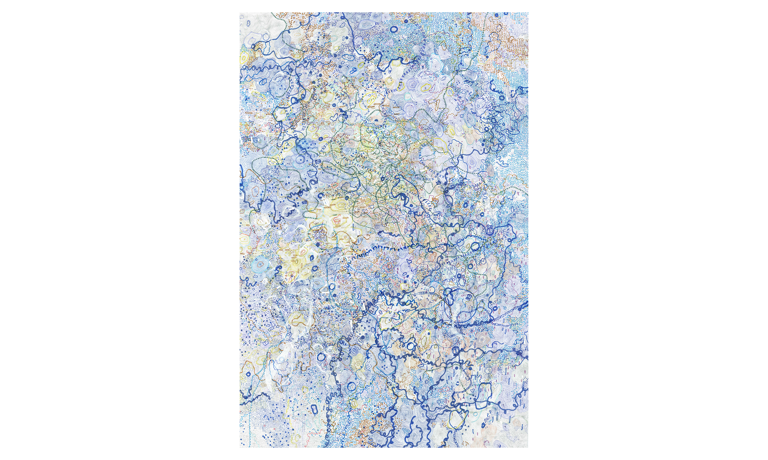 Structures XIII , ink, colored pencil, correction tape, correction fluid on mulberry paper, 37x60”, $4,300 Contact us for purchase