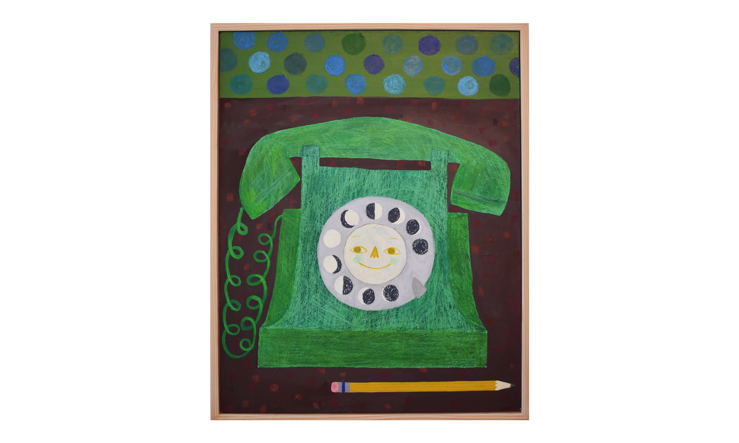 Take A Message , mixed media on wood panel, 11 x 14 inches, $700 Contact us for purchase