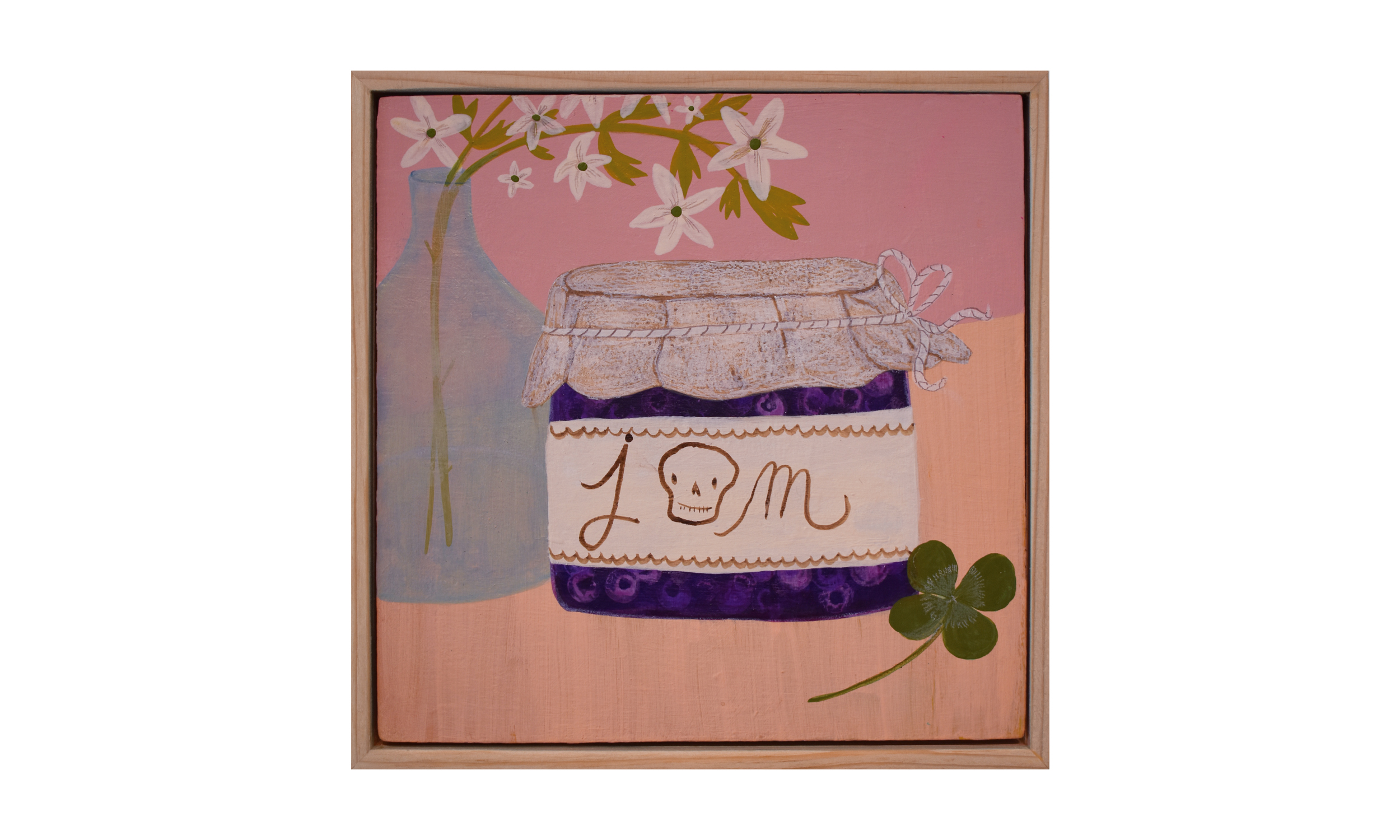 Poison Jam , mixed media on wood panel, 8 x 8 inches, SOLD