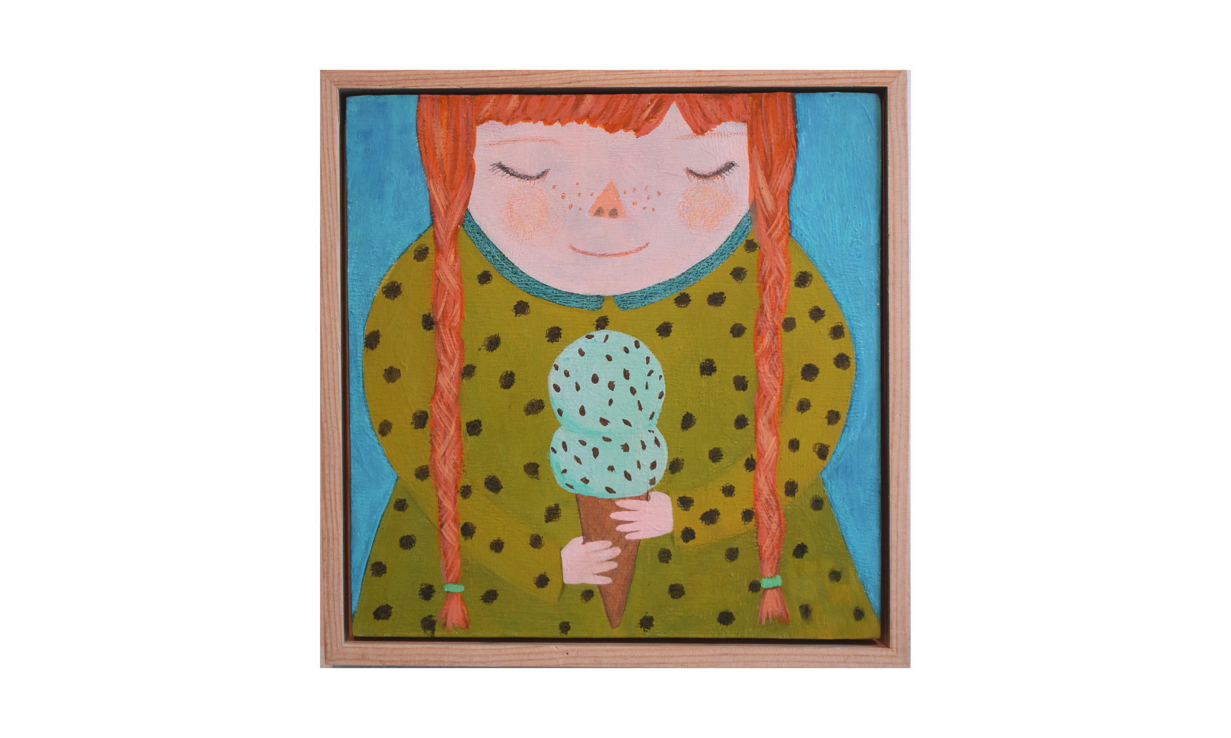 Mint Chip Forever , mixed media on wood panel, 8 x 8 inches, SOLD