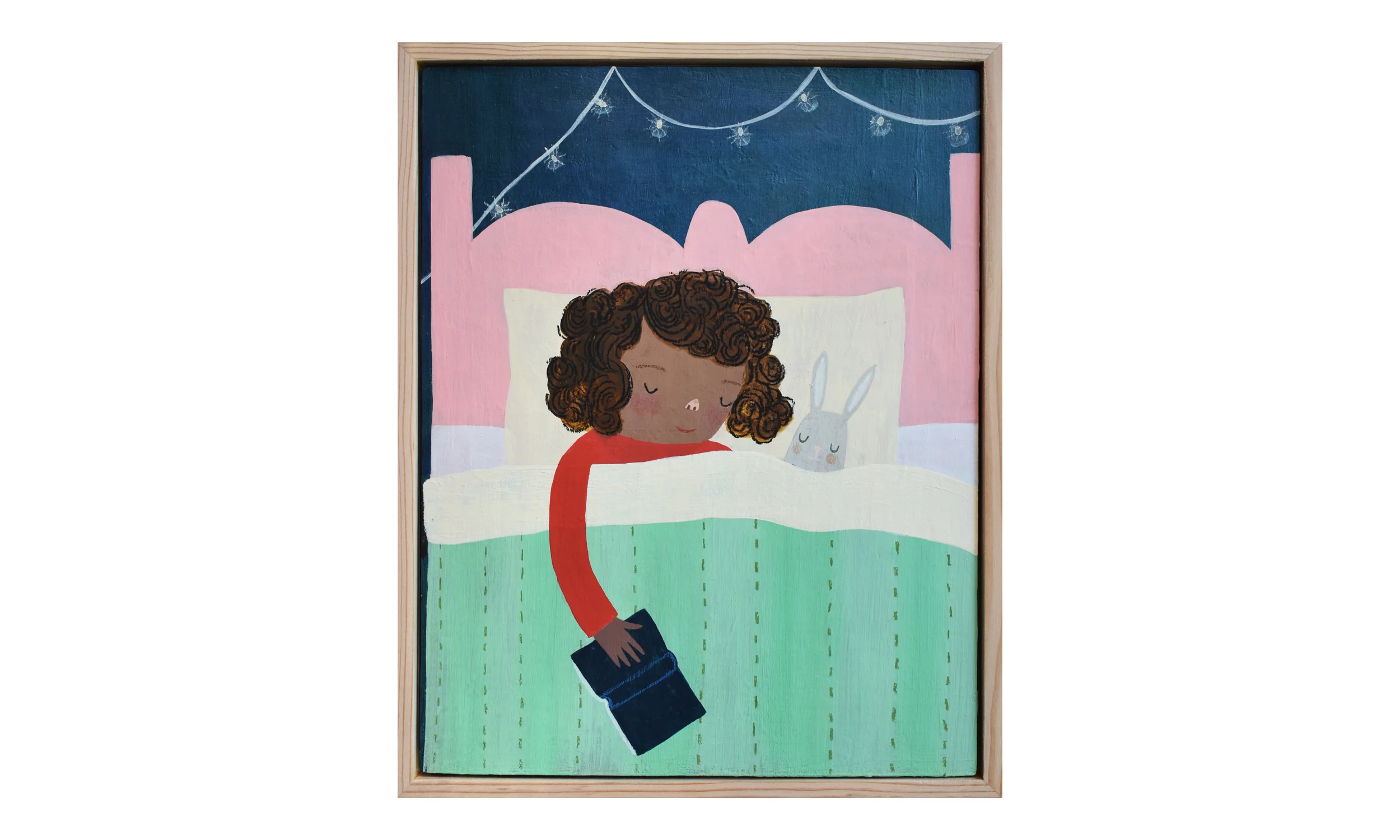 Dreaming, mixed media on wood panel, 8 x 10 inches, $500 Contact us for purchase
