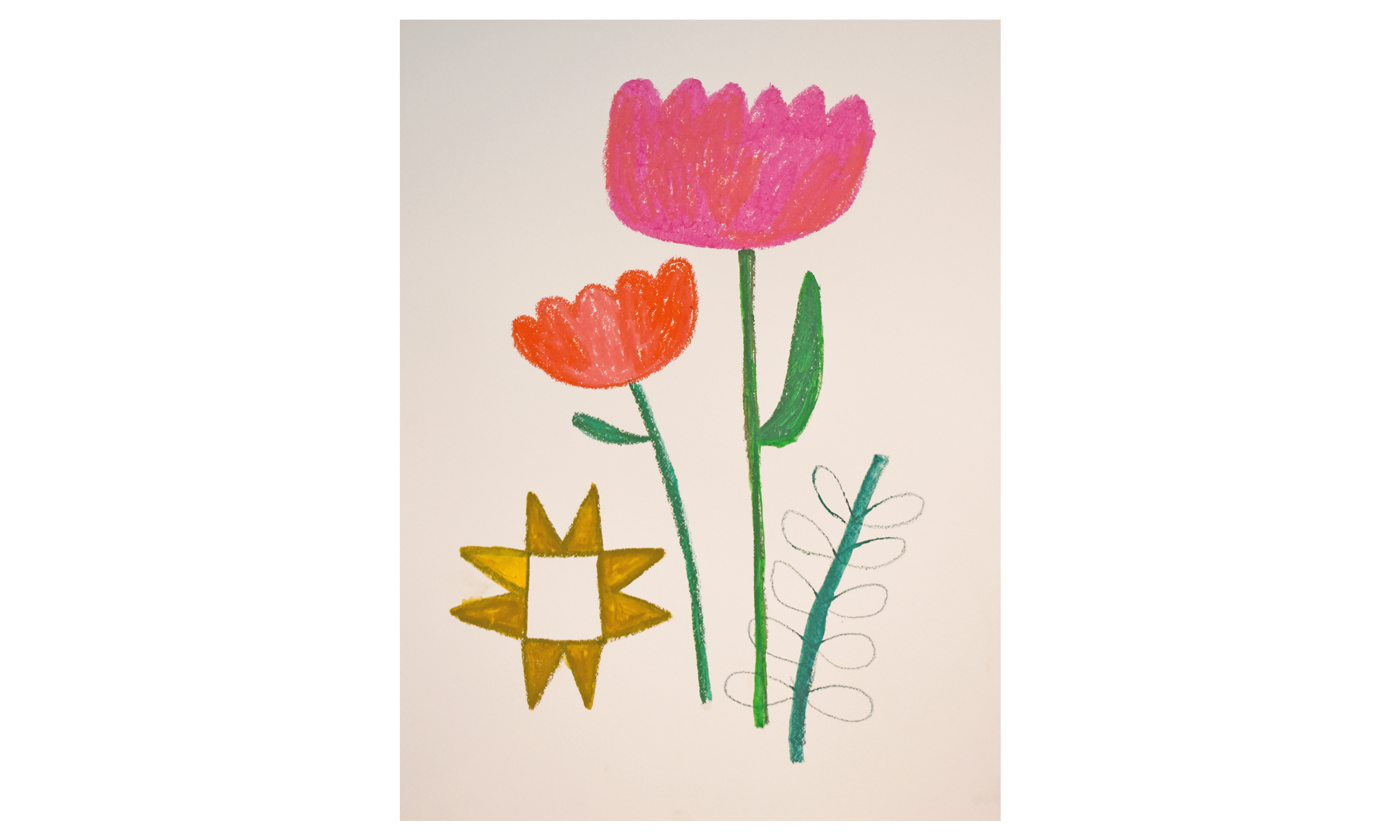 Prize Tulips , crayon on paper, 18 x 24 inches, SOLD