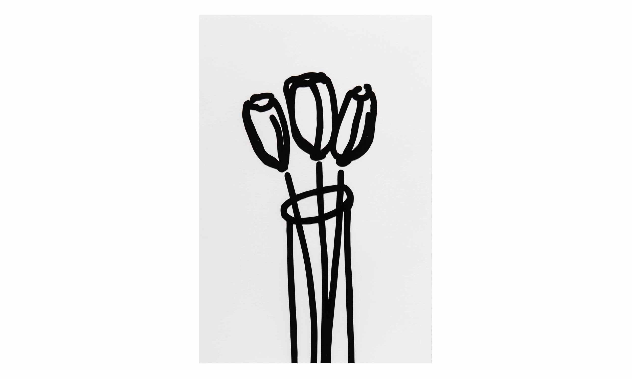 Vase of Tulips , cout-out, collaged monotype on paper, 12 x 18 inches, unframed, $1,400 Contact us for purchase