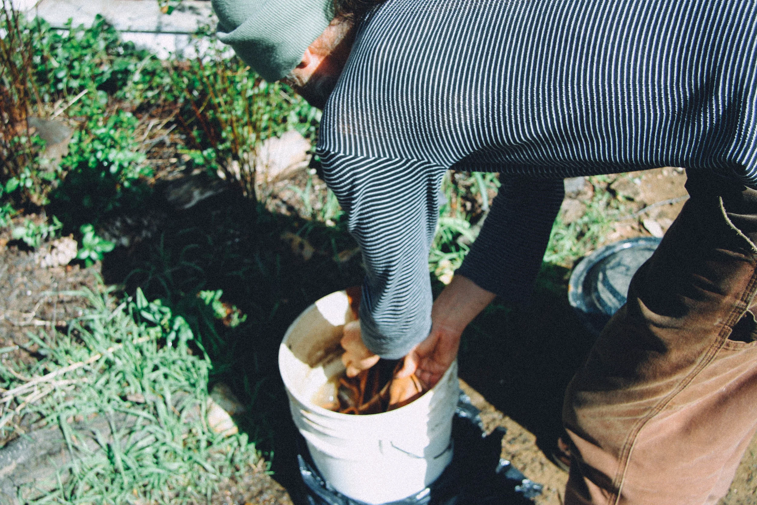 Eric stirring the hides.