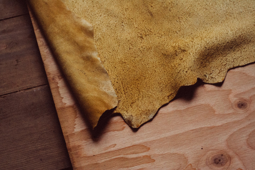 finished and smoked braintan buckskin