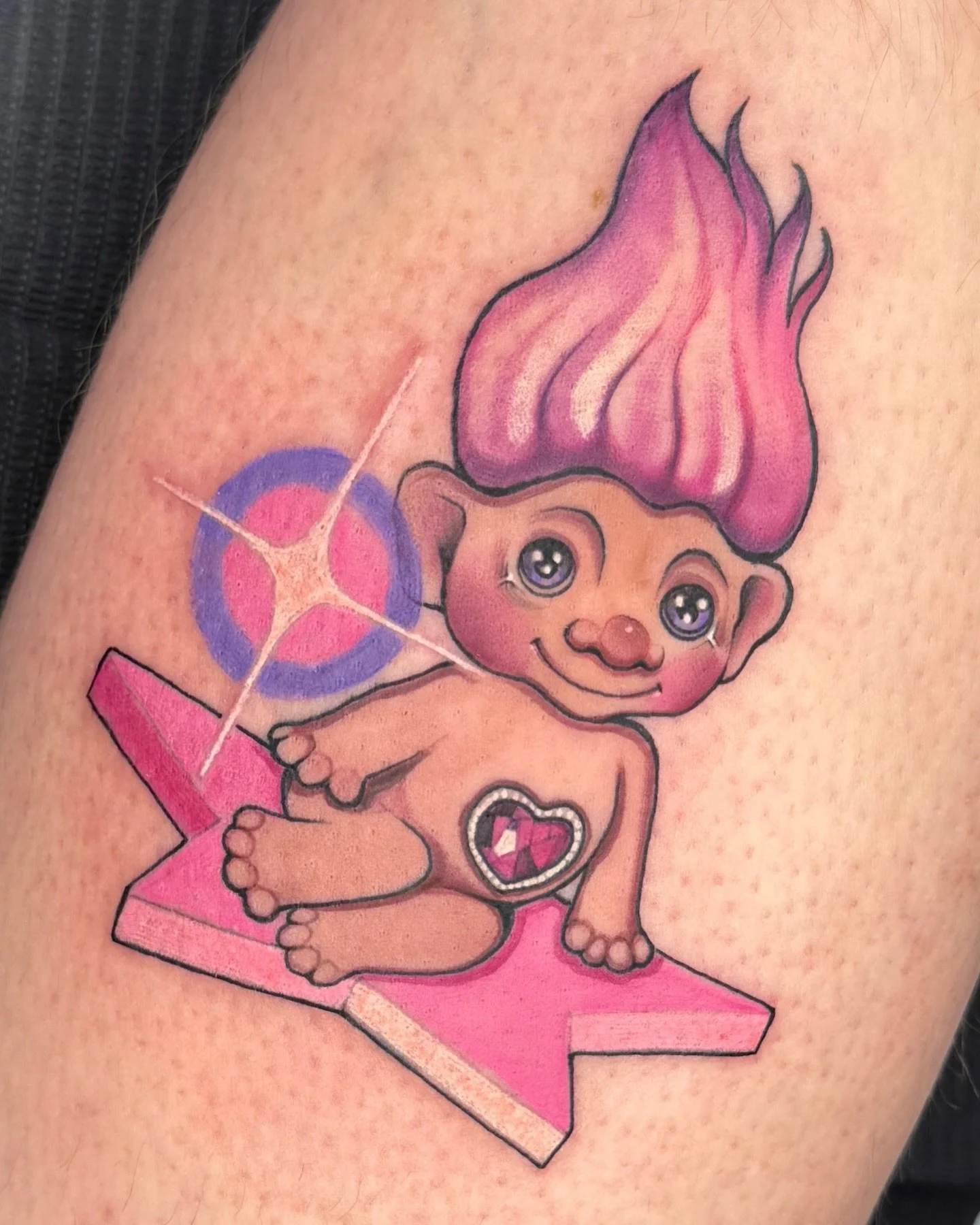 Superstar Troll for @thezacharymike 

always love working with you, can&rsquo;t wait to work with you again! ❤️

✨

Made with:
@inkintattoo_usa 
@inkin.official 
@rawpigments 
@fusion_ink 
@fkirons 

⭐️💫

#trolltattoo #russtroll #chicagokawaii #cohv