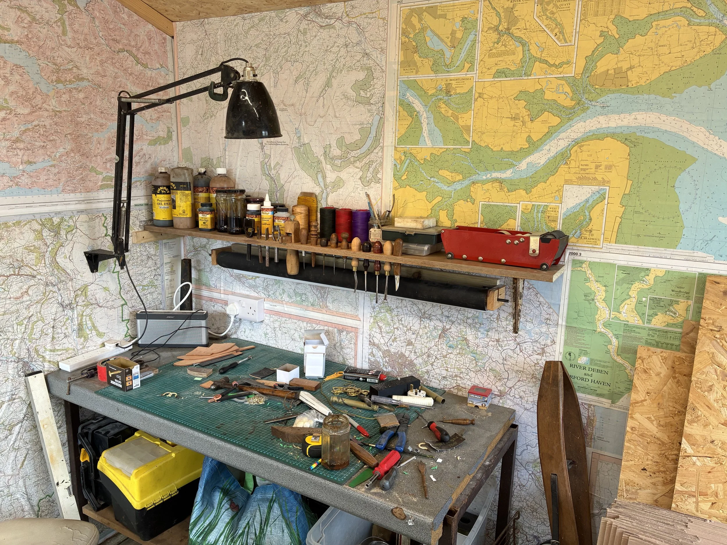 Leatherworker's bench in the Studio.