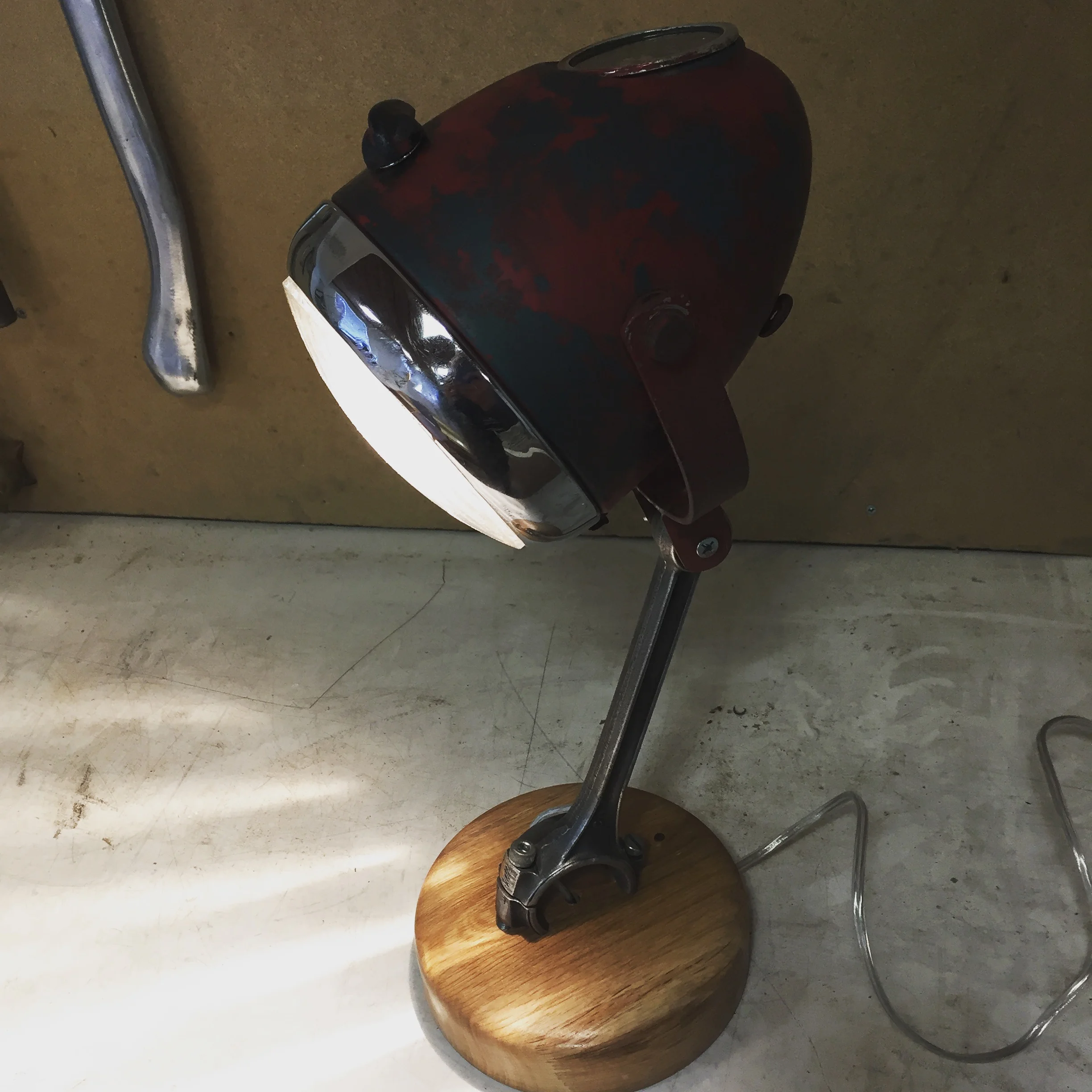 Lamp from old motorcycle headlight