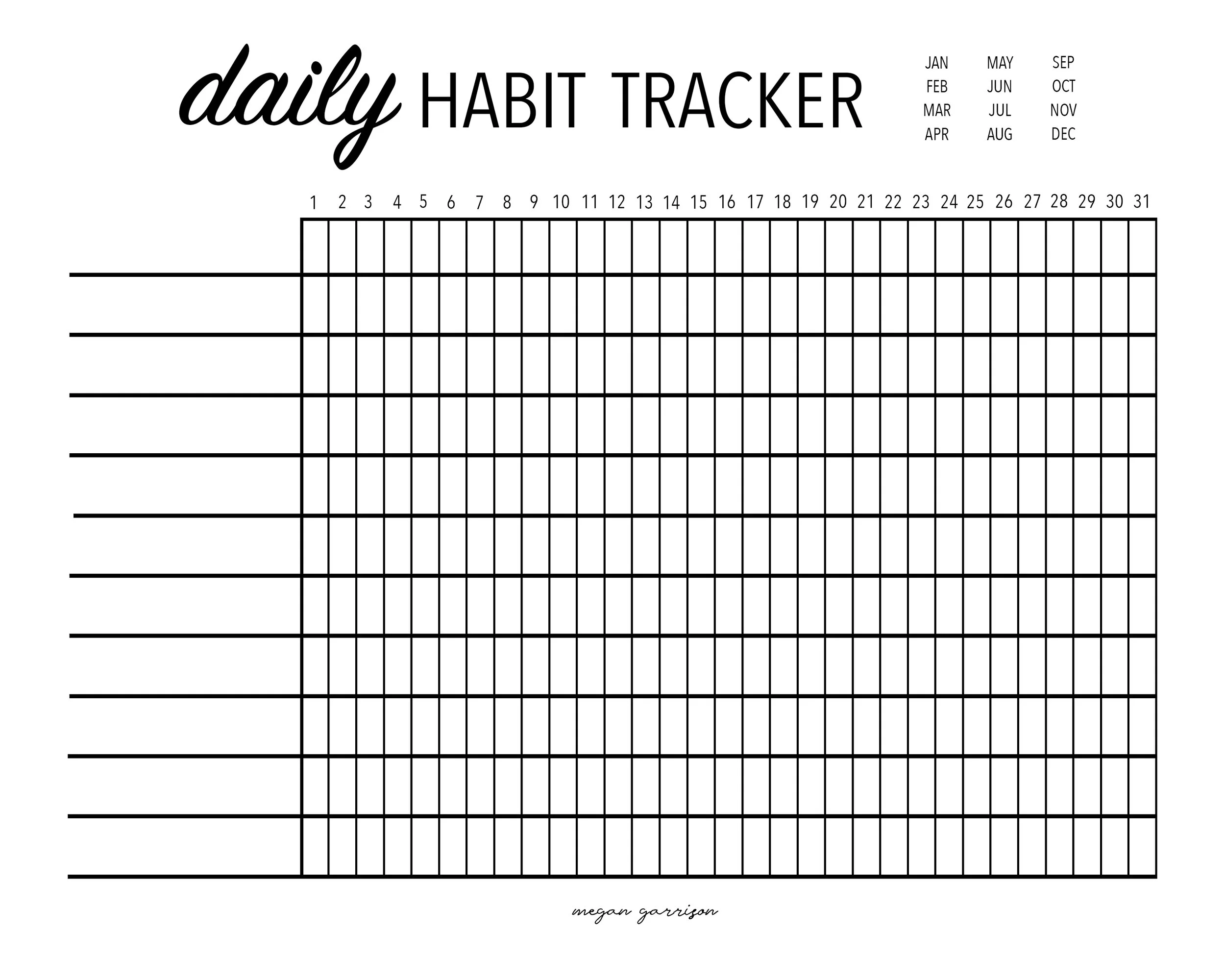 Customizable Habit Tracker Printable