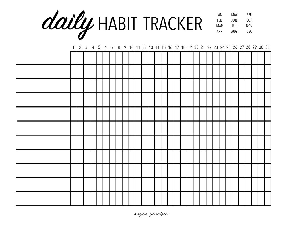 Daily Habit Tracker | Free Printable — Megan Garrison Photography