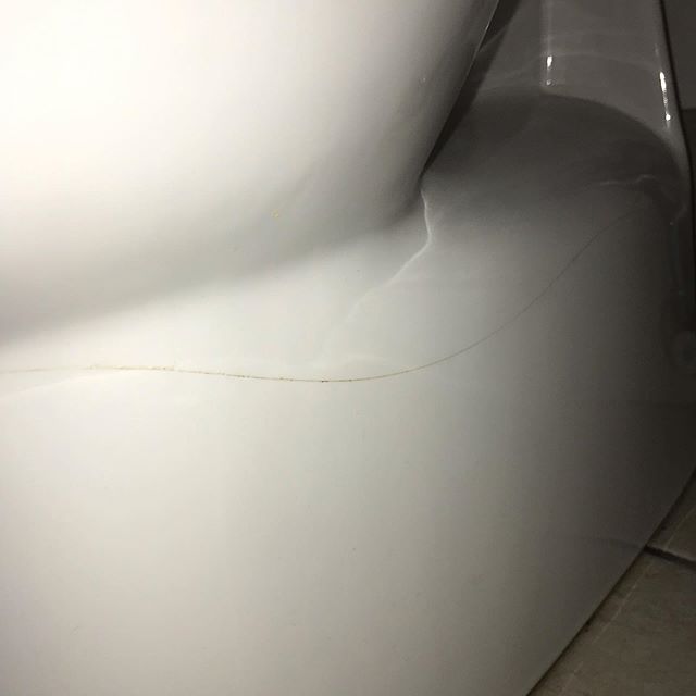 Cracked toilet pans can be dangerous! This one had a 500mm crack along the right hand side and the owner wasn&rsquo;t even aware of it.

I replace this toilet with a new Posh Solus toilet suite complete with vitreous china cistern and a soft close li