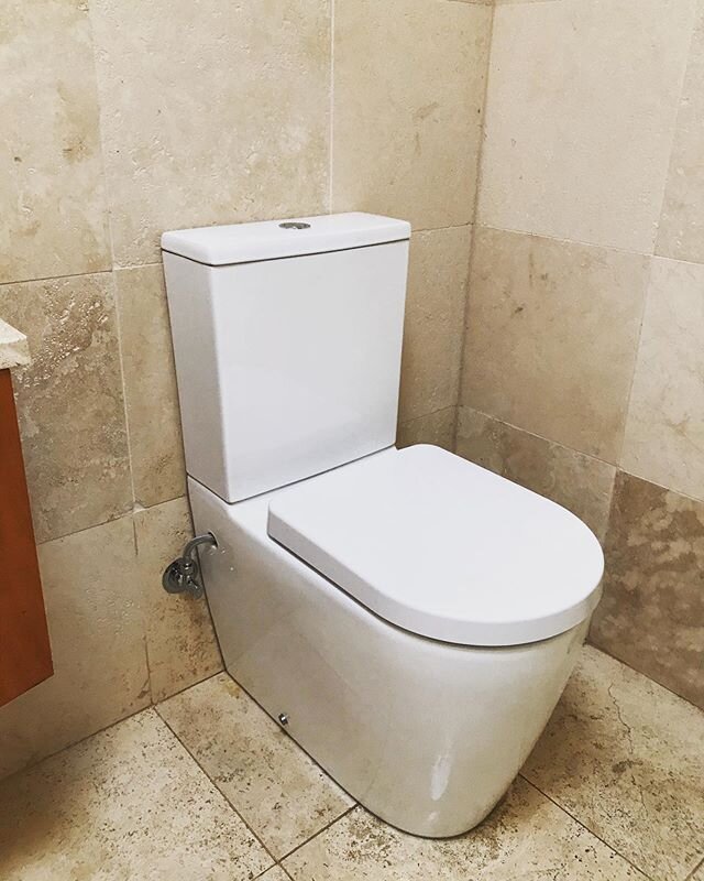 New Kado Lux back to wall toilet suite gives this bathroom a great new look and easy little makeover. 
They are a great option for your existing toilet layout allowing top or bottom inlets and S or P trap configurations.
Talk to us about the many oth