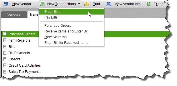 QuickBooks provides numerous paths to creating vendor-related transactions