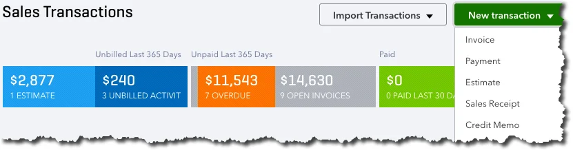 QuickBooks Online provides quick, real-time overviews of your sales status.