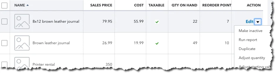 It’s easy to evaluate your inventory status very quickly in QuickBooks Online.