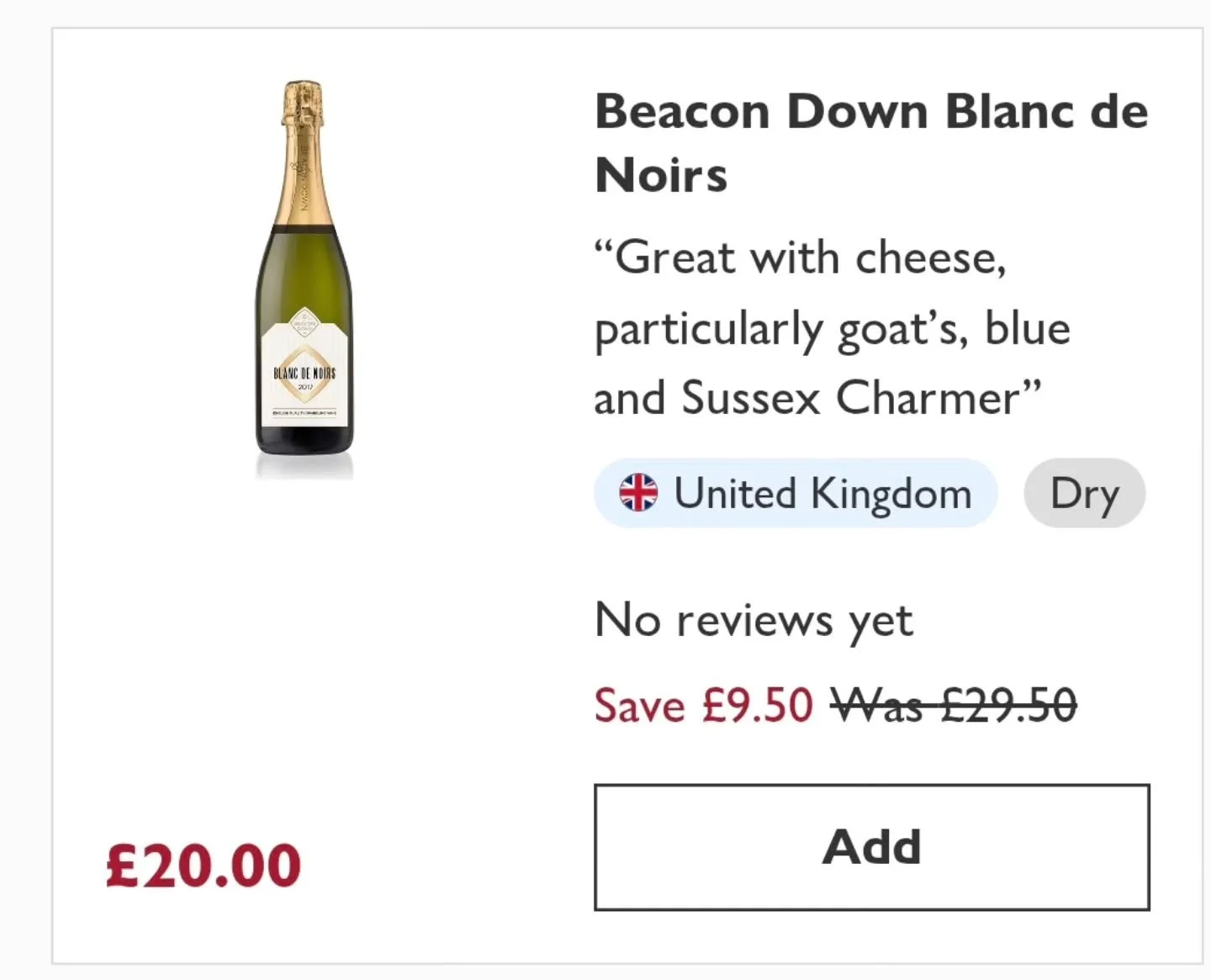 What a bargain! Our Blanc de Noirs is only &pound;20 a bottle on Waitrose Cellar at the moment, and it pairs perfectly with the cheese of the moment @sussexcharmer 

Happy shopping! #christmasfizz #englishsparklingwine #englishwine #pinotnoir