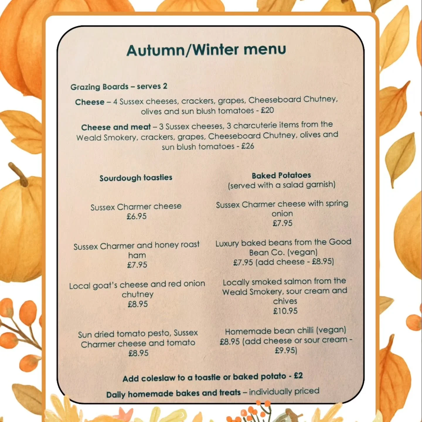 New menu launching on Tuesday including a range of warming jacket potatoes with locally sourced and delicious homemade fillings. Goes brilliantly with a glass of award winning English fizz!

If you can't make it to the vineyard we are offering free d