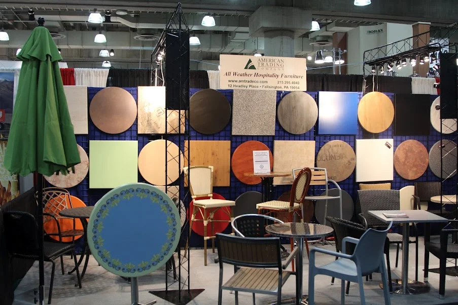 american trading co furniture warehouse many chairs and tables for show