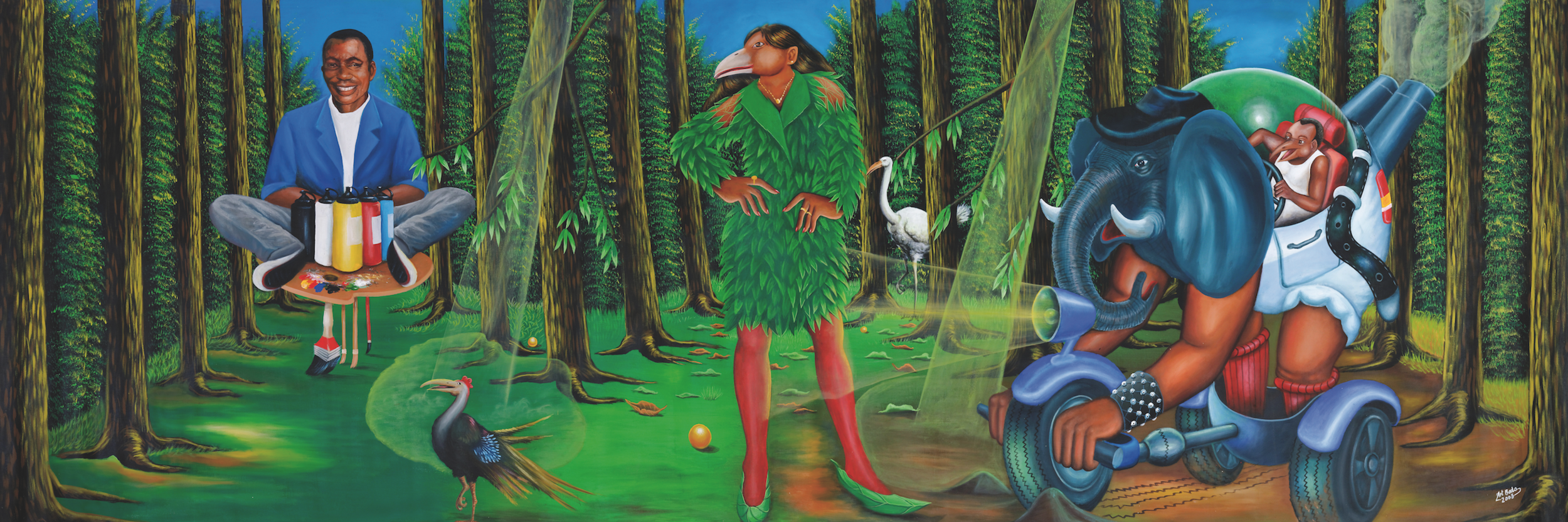 Pierre Bodo - Le pinceau d’or, 2007. Acrylique sur toile - 165 x 430 cm - Collection Fondation Alliances