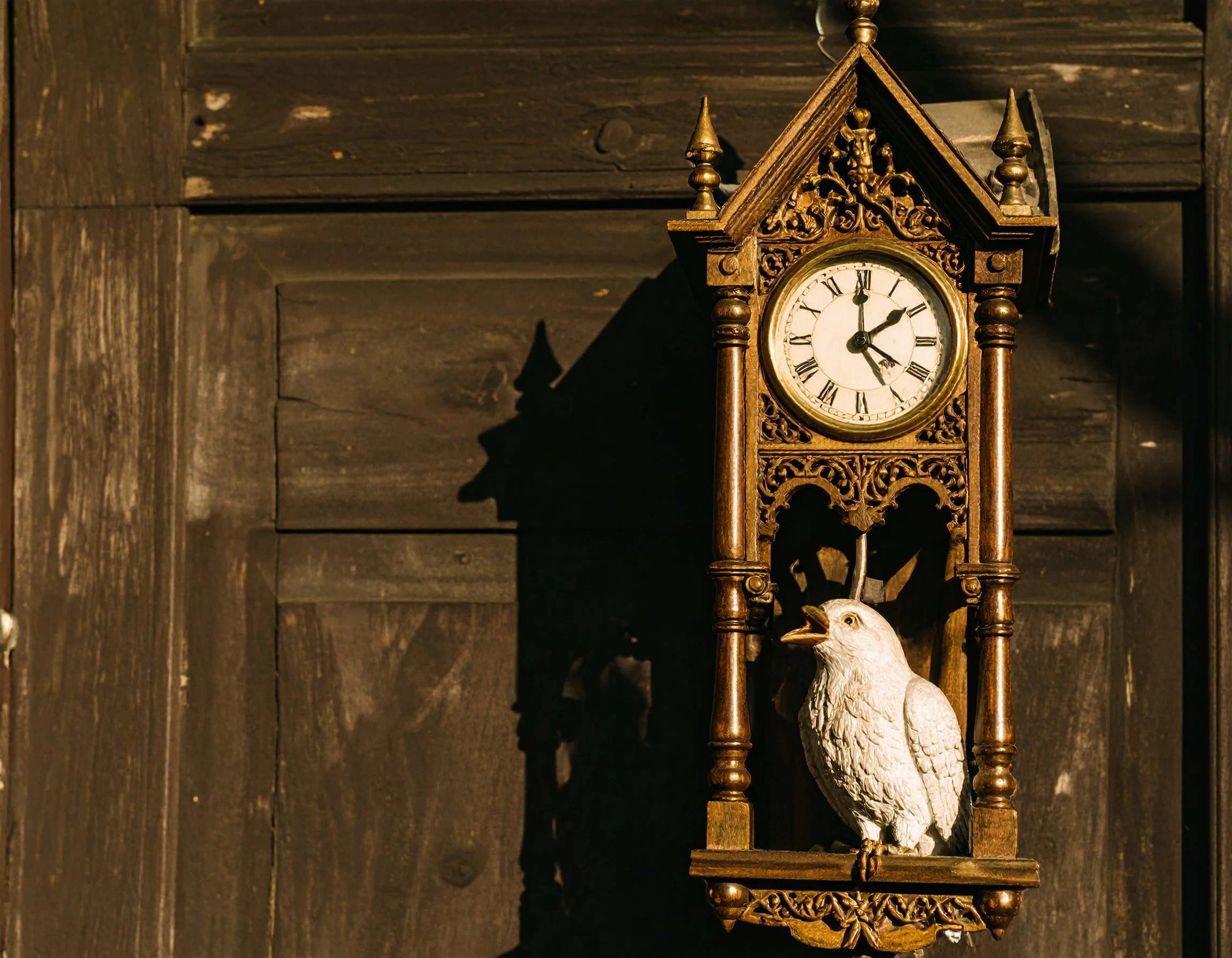Firefly_Cuckoo emerging from a small, ornate clock that is mounted on the wall of a home, ma 315034.jpg