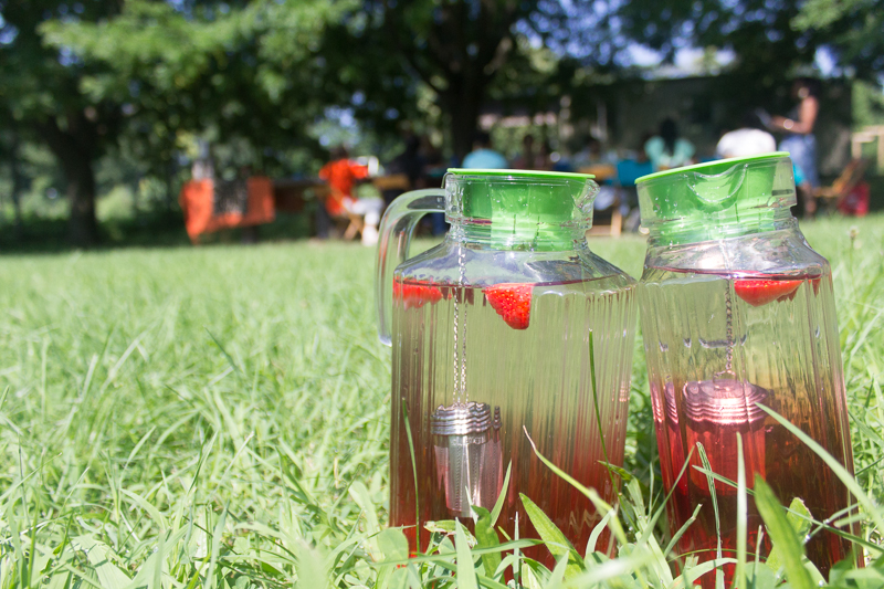 Making Hibiscus Sun Tea w/ Strawberry + Ginger Our Mothers’ Kitchens 2018 Summer Workshop for Black Girls Photo by Gabrielle Clark