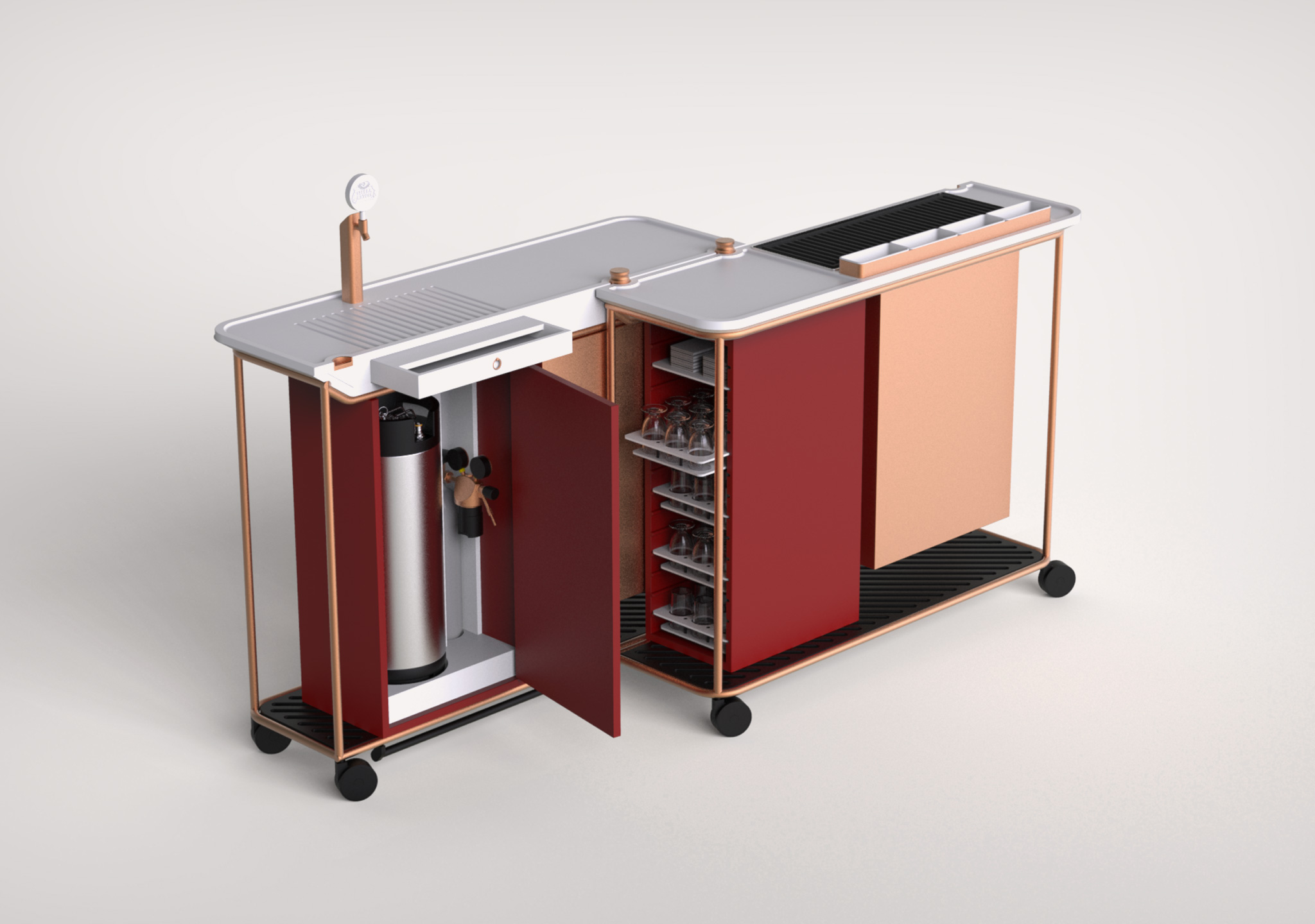 Beer trolleys were designed to offer pairings at different moments throughout an evening.