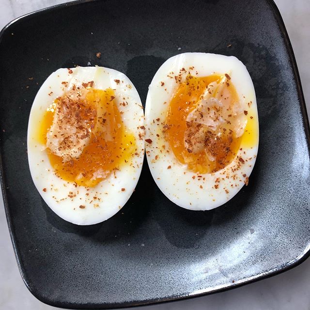 Ok @kenjilopezalt I will from now on steam my eggs. Here: 7.5 minutes, buttered, salted, and Espelette-peppered @nytcooking