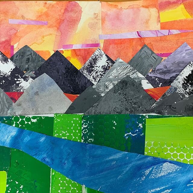 another beautiful 5th grade painted paper landscape collage! 
#5thgradeart #elementaryart #paintedpaper #landscapecollage
