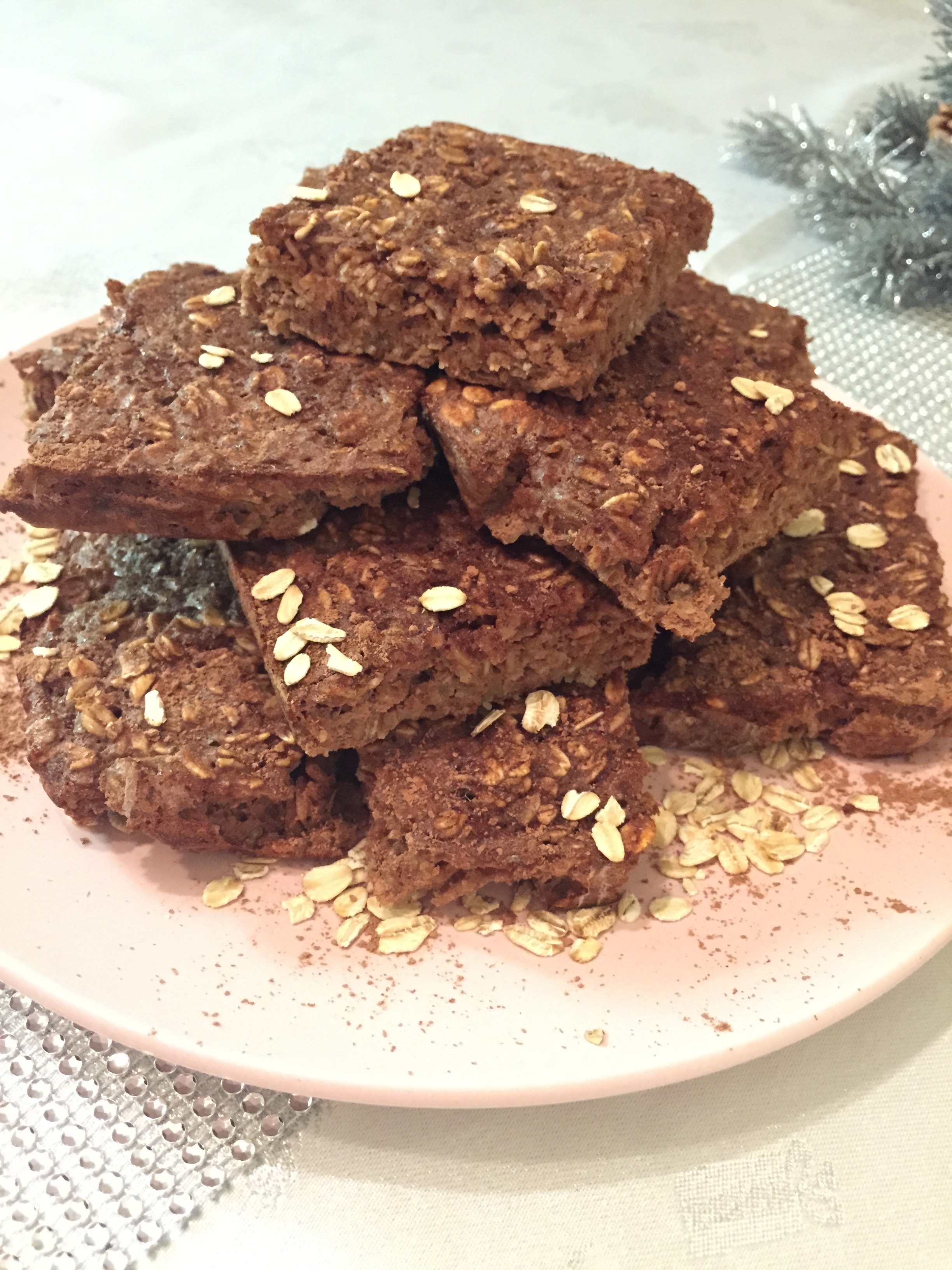 Chocolate Protein Oat Squares