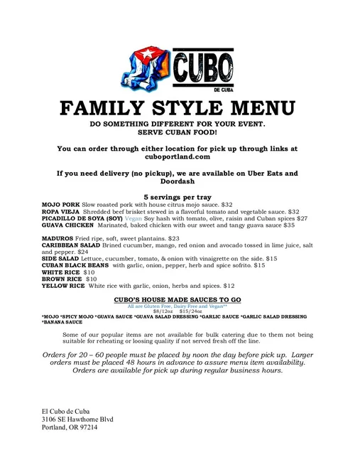 Cube Square Menu CUBO