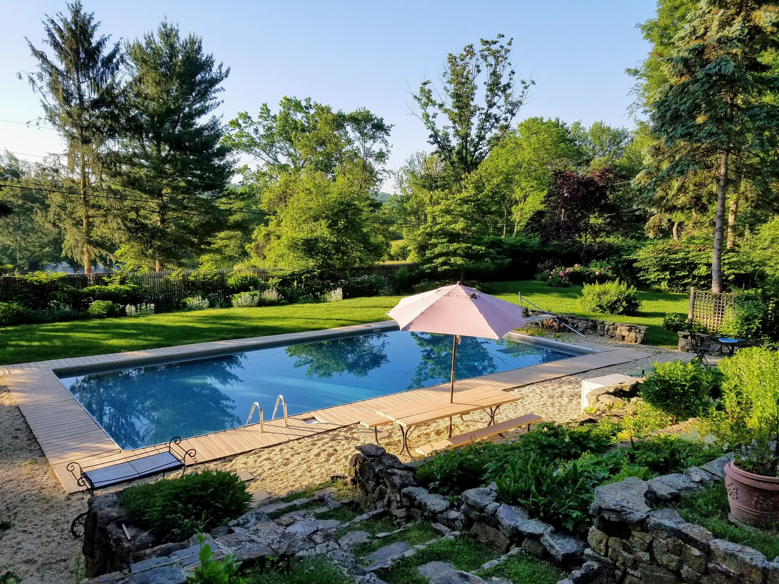 View Of Pool and Perennial Garden