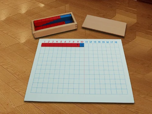 A Montessori addition strip board. Image via jsmontessori.com