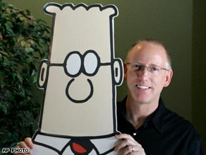 Scott Adams with his creation “Dilbert"