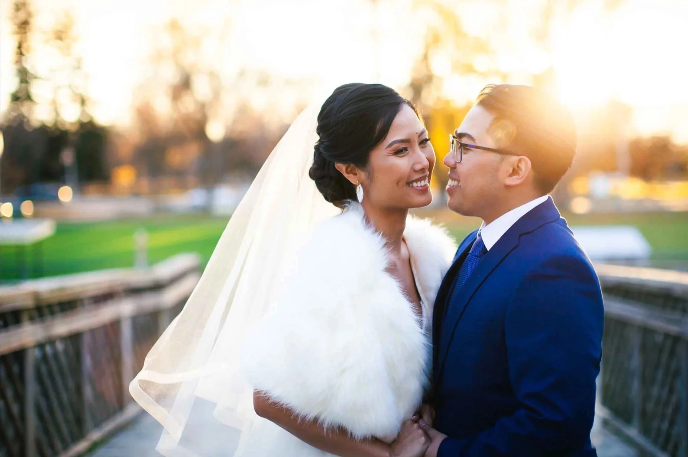 Golden Hour Wedding Portrait at Boathouse Guelph Ontario
