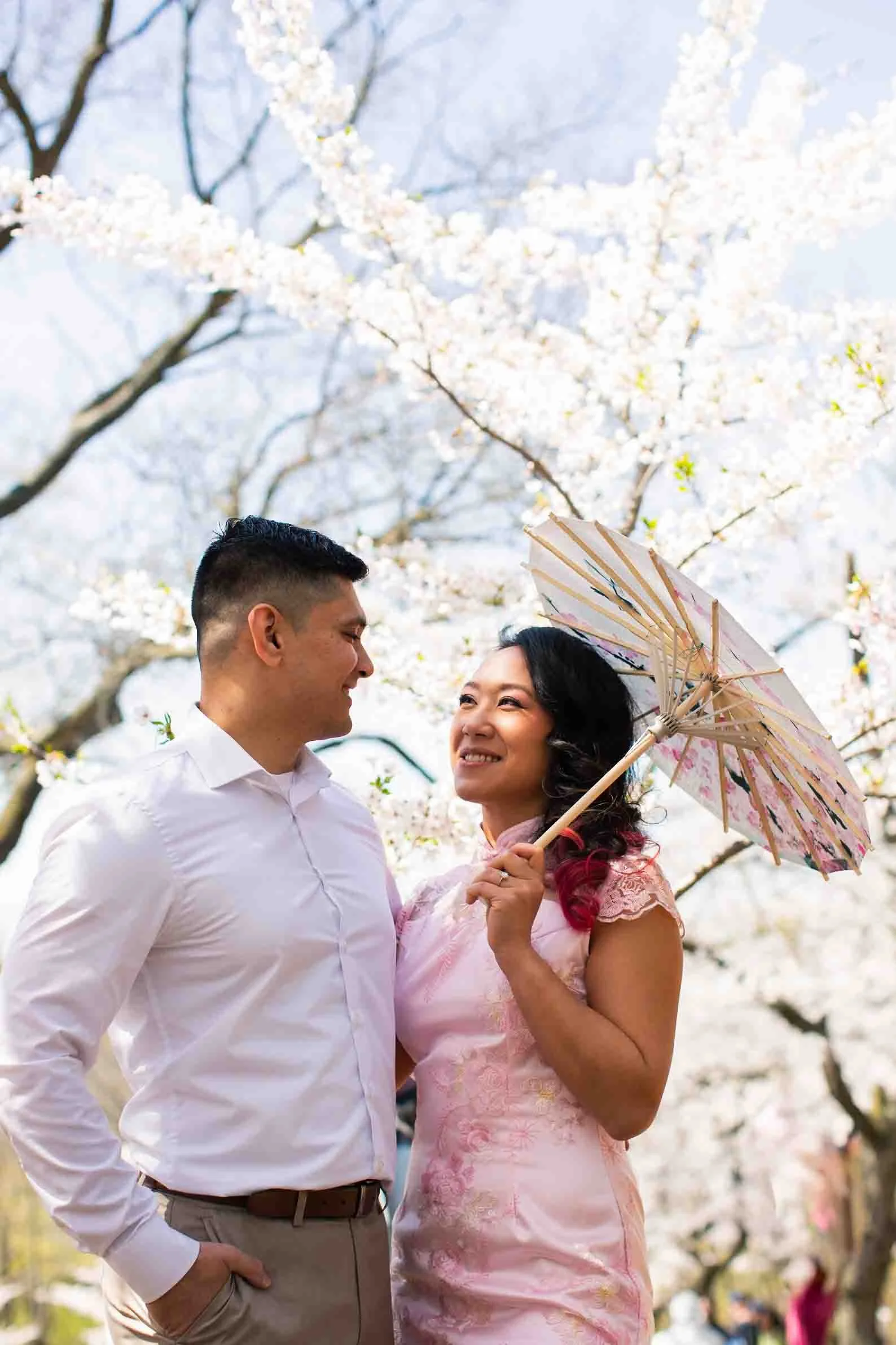 Cherry blossom engagement photos at High Park