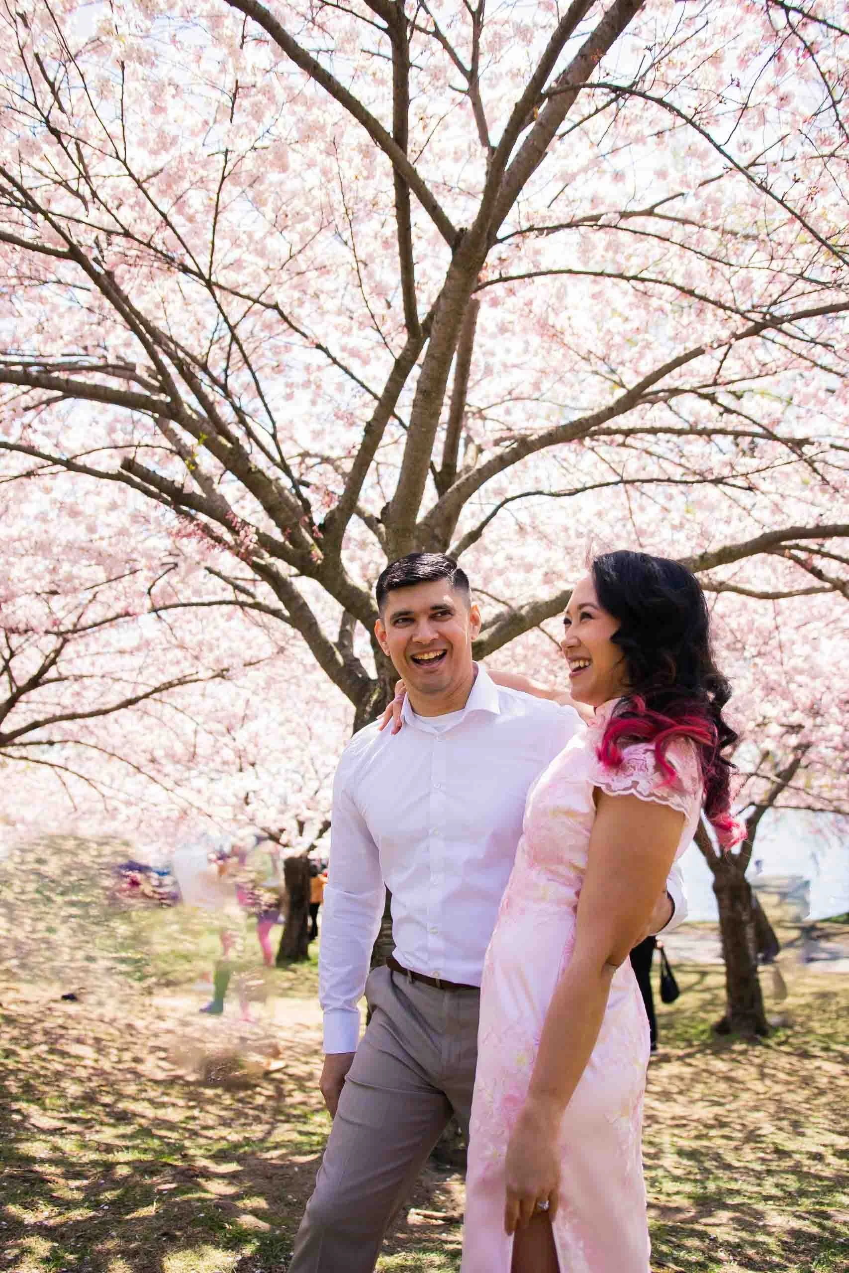 Cherry blossom engagement photos at High Park