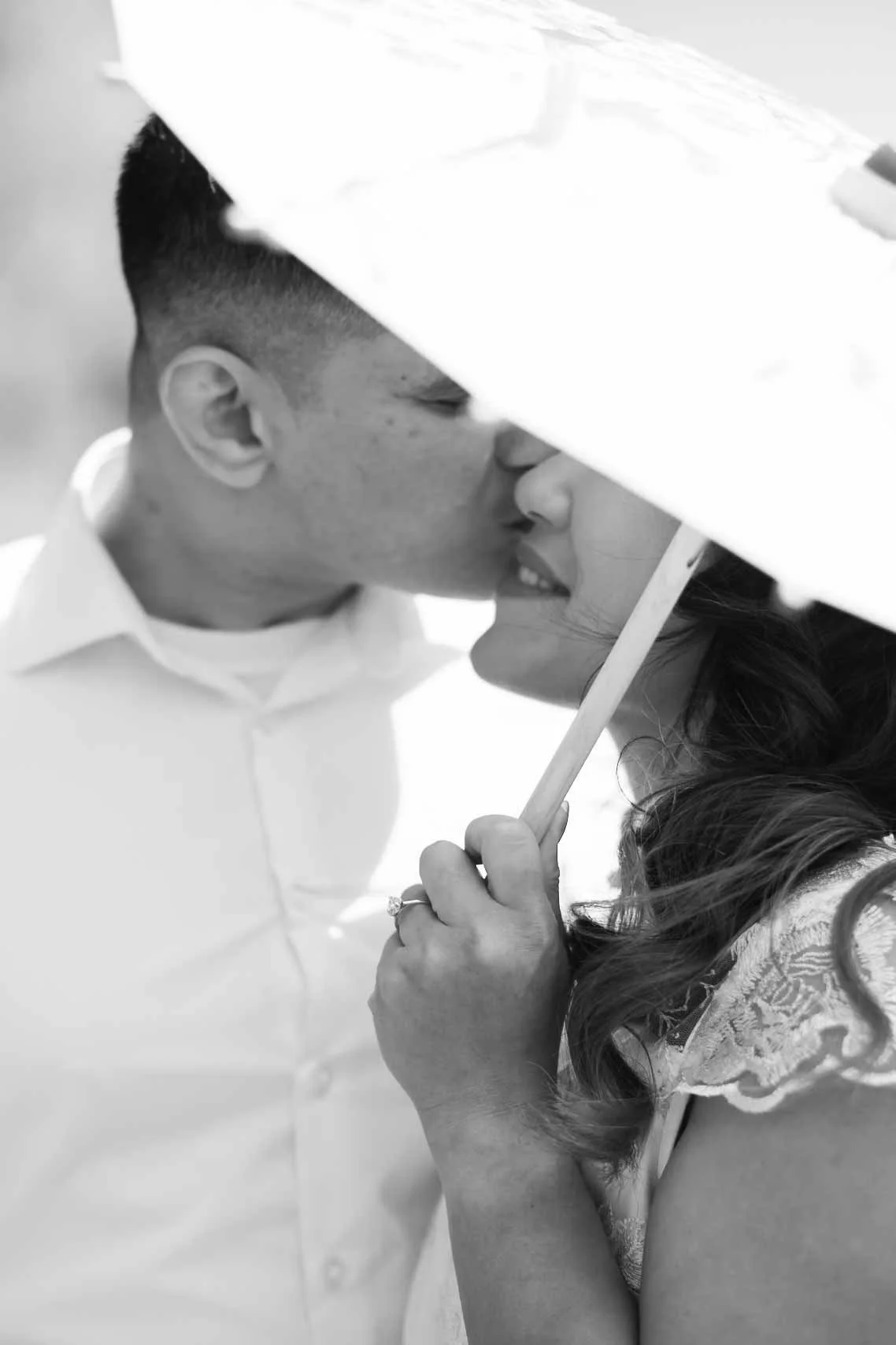 Black and white documentary engagement photography