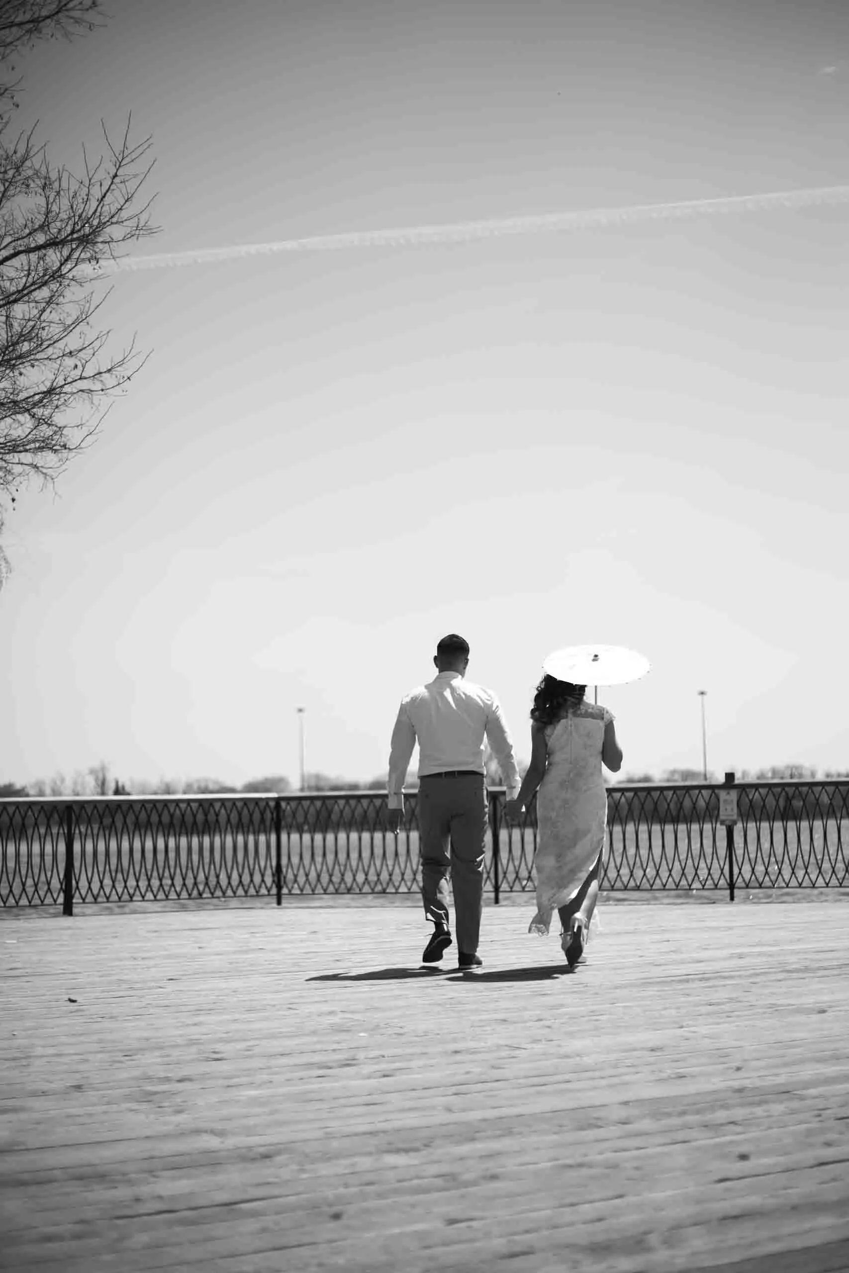 Black and white engagement photos at High Park