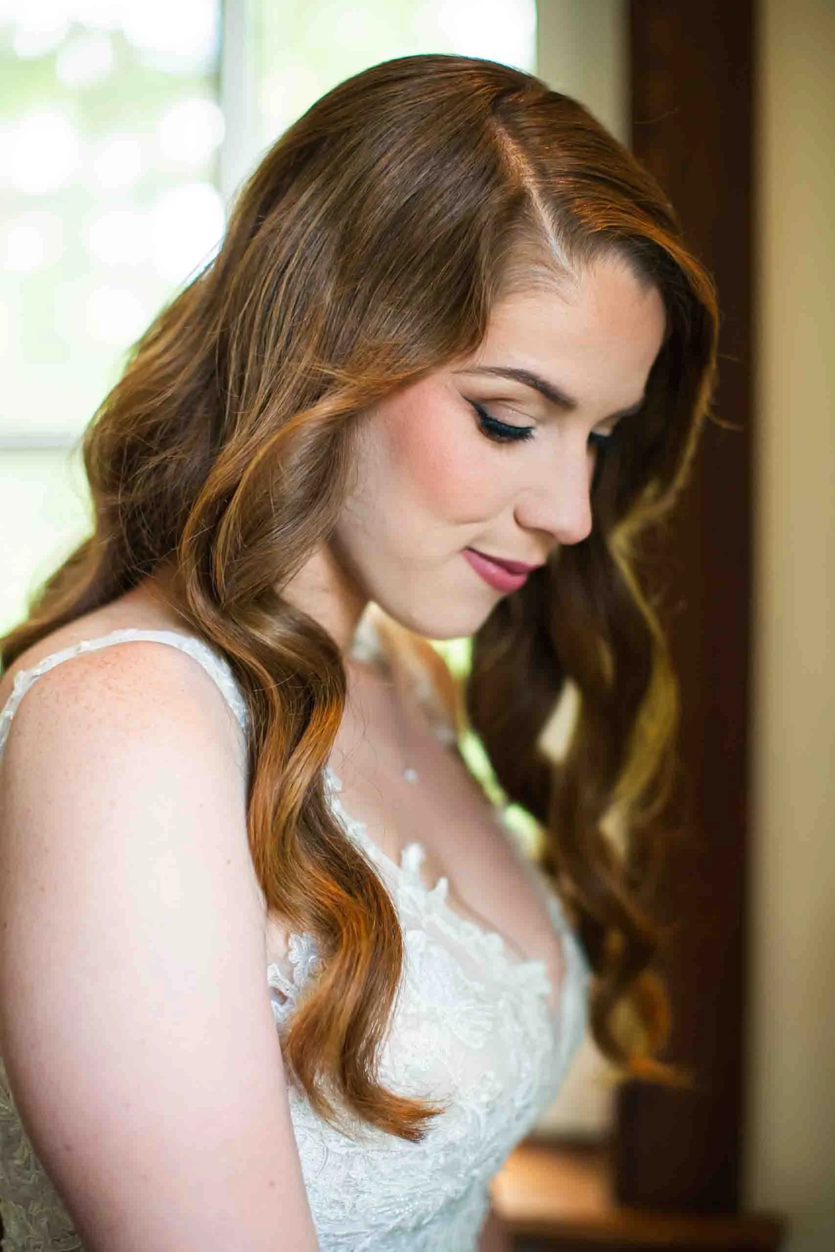 Bride getting ready at Hauser Hall bridal suite