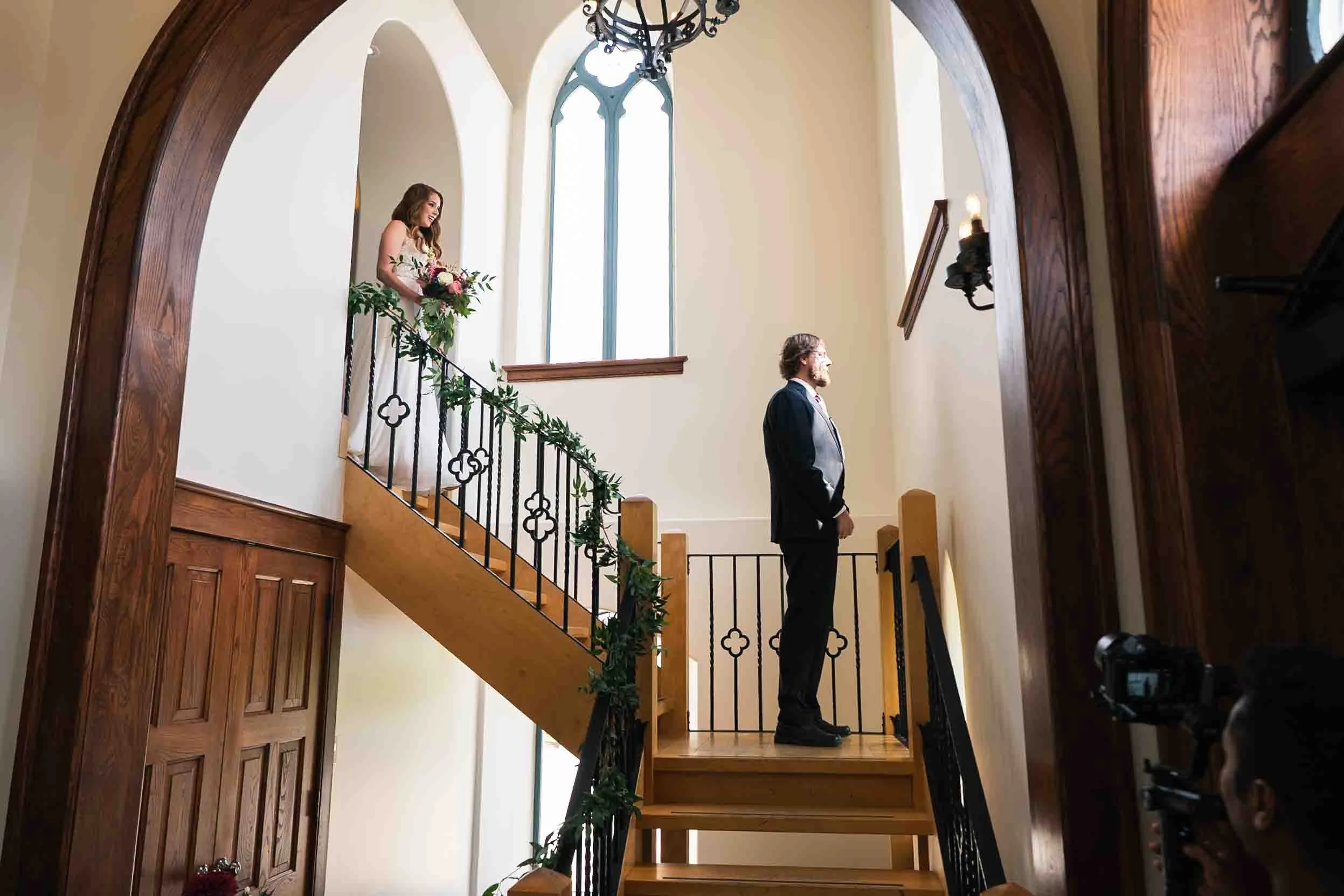 Chelsea and Josh’s first look at Hauser Hall