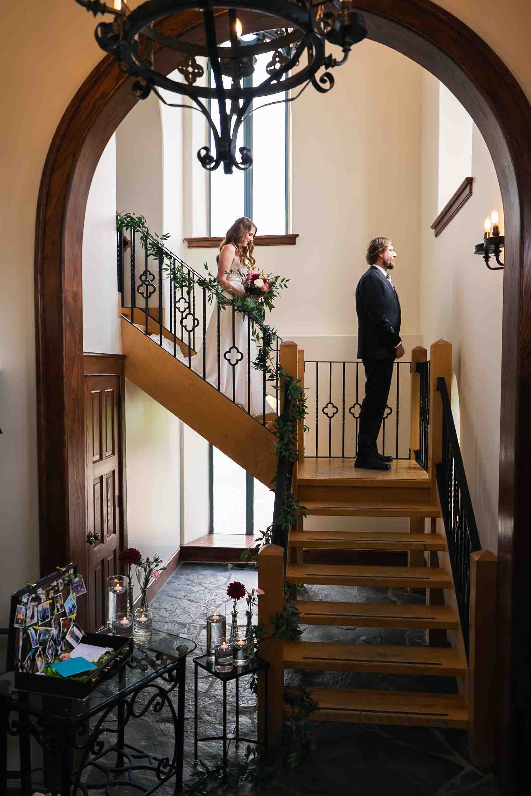 First look wedding photography at Hauser Hall