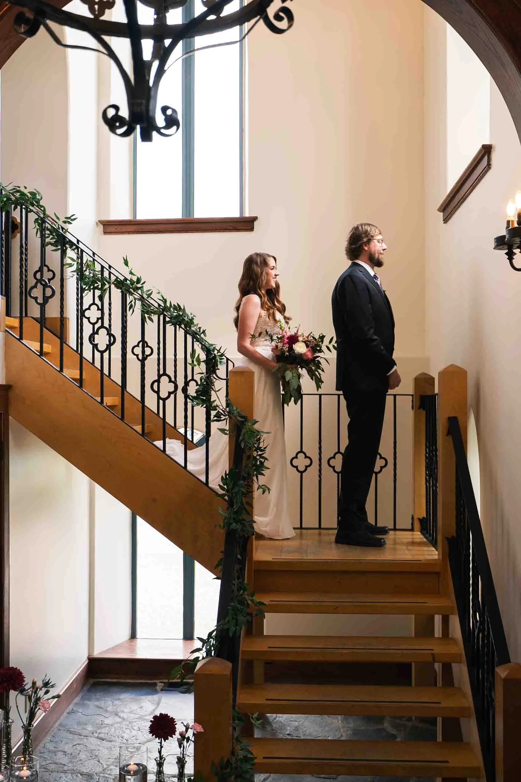 Bride and groom first look in Heidelberg Ontario
