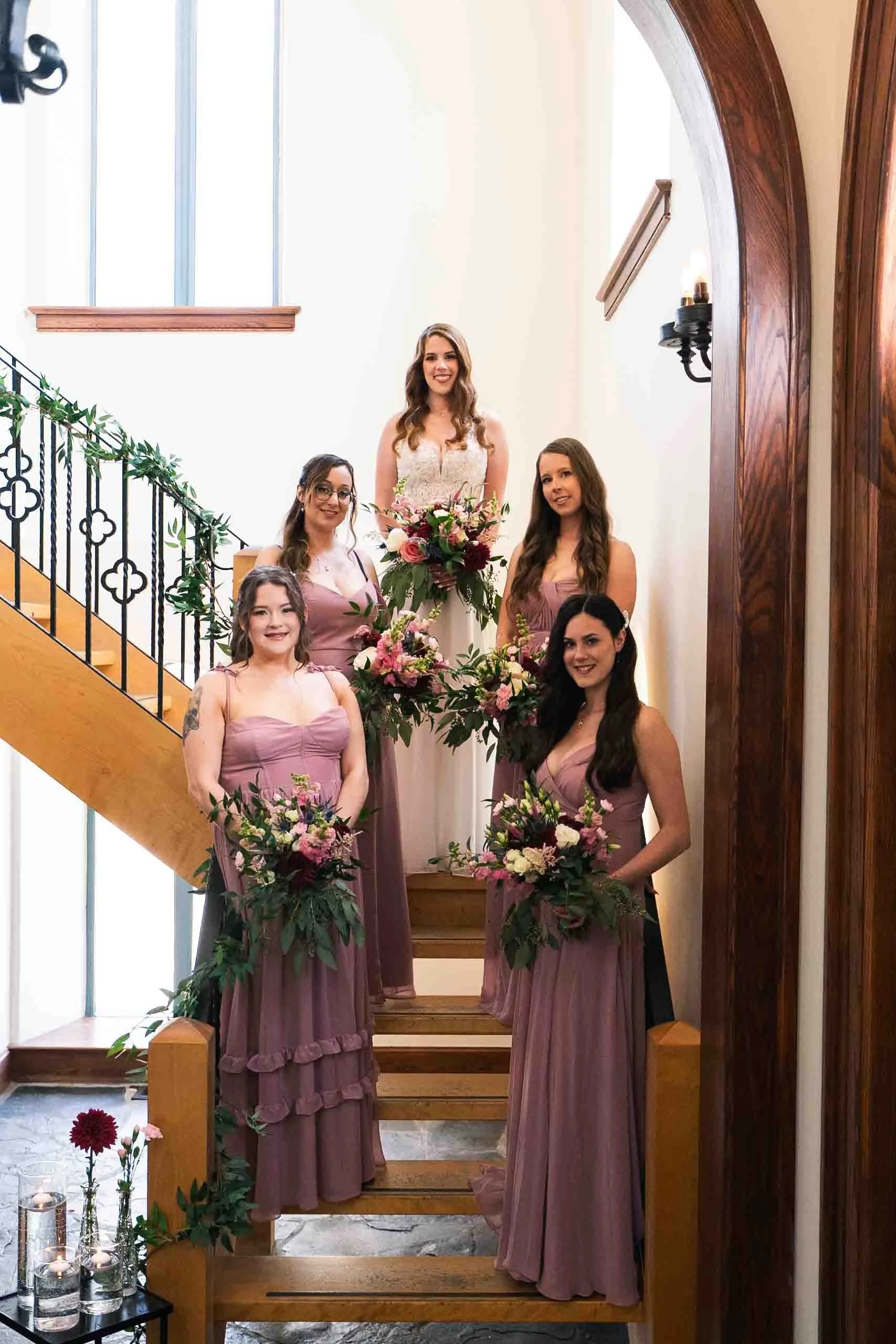 Bride with bridesmaids at Hauser Hall