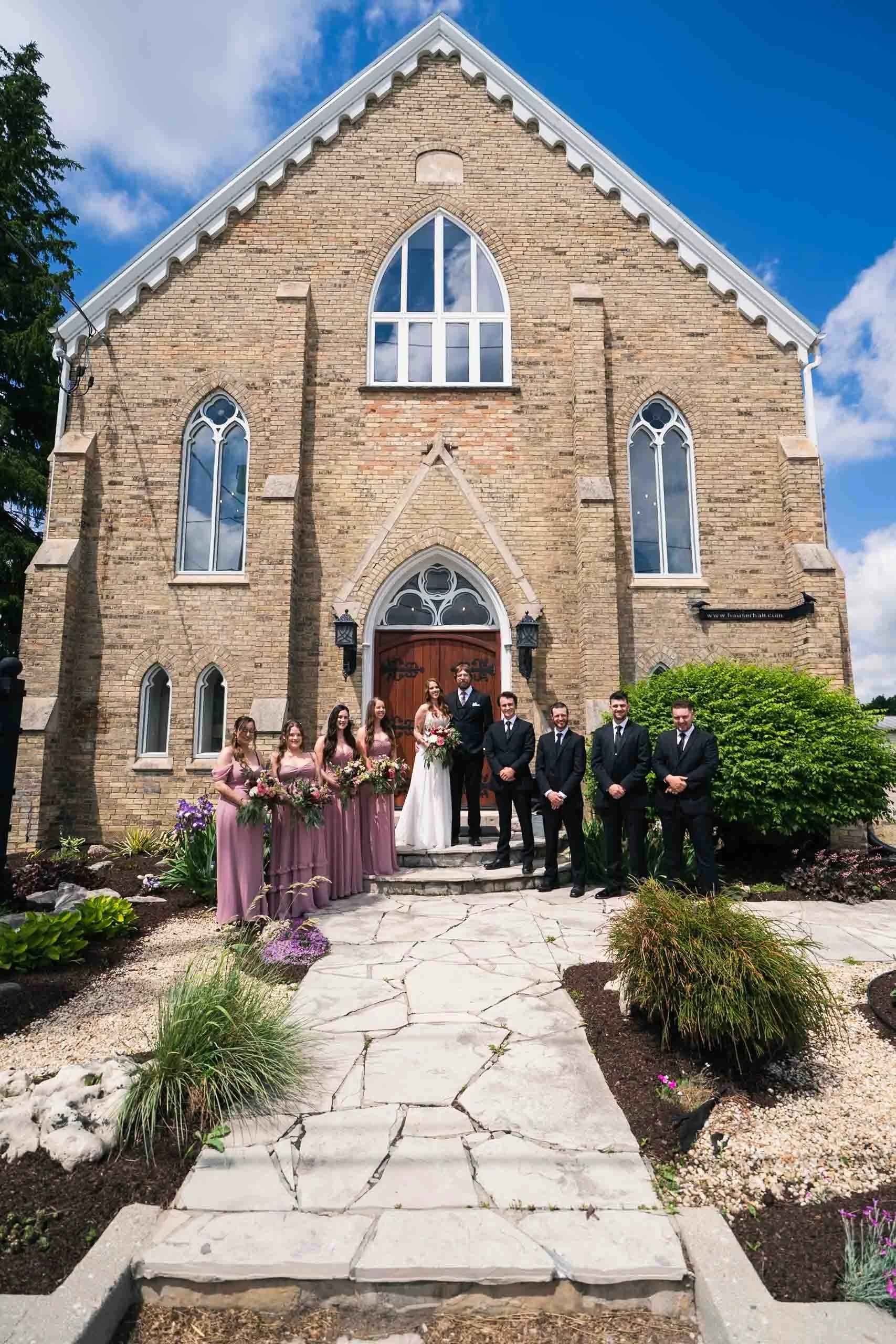 Bridal party portraits at Hauser Hall in Heidelberg Ontario
