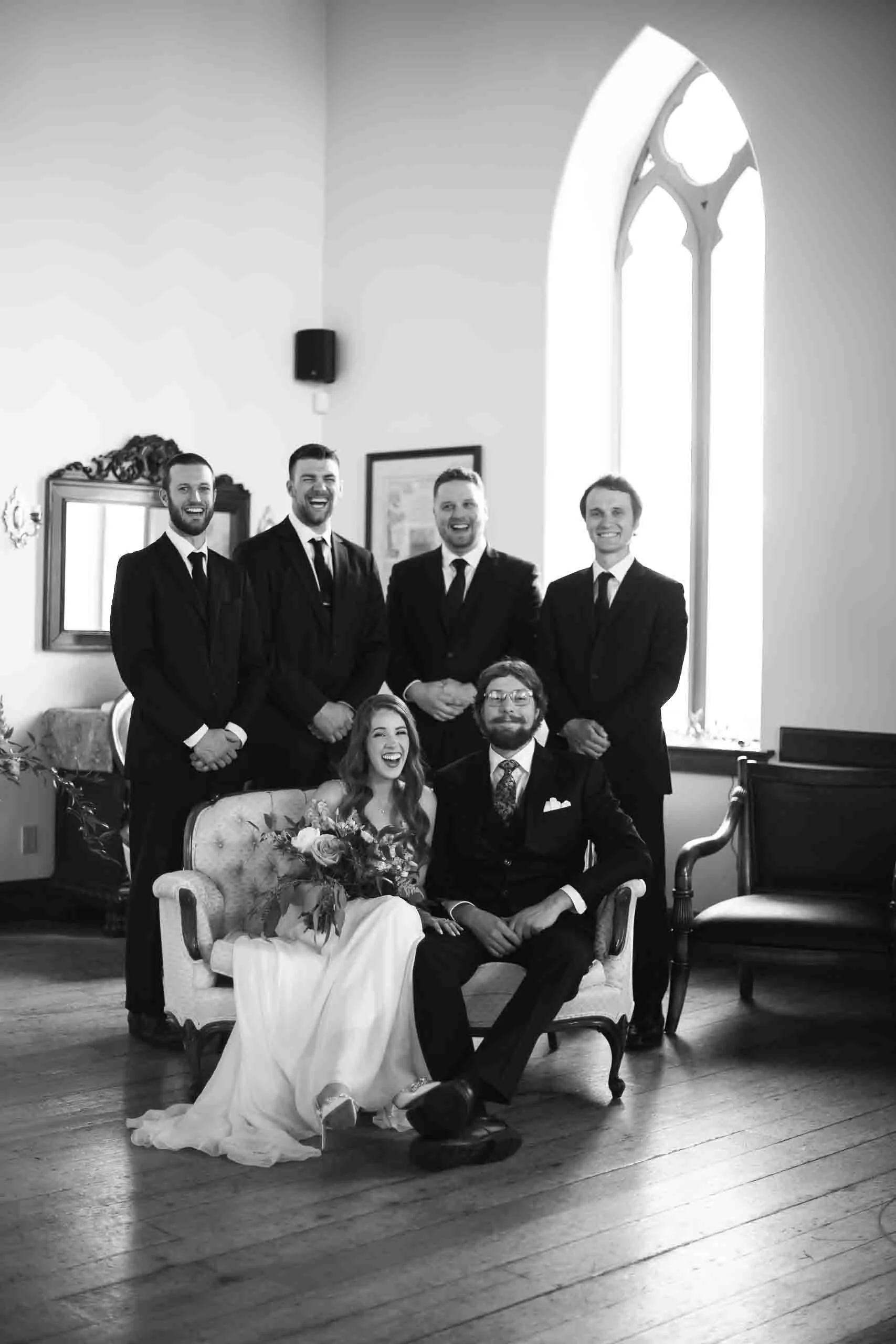Wedding party photos at Hauser Hall