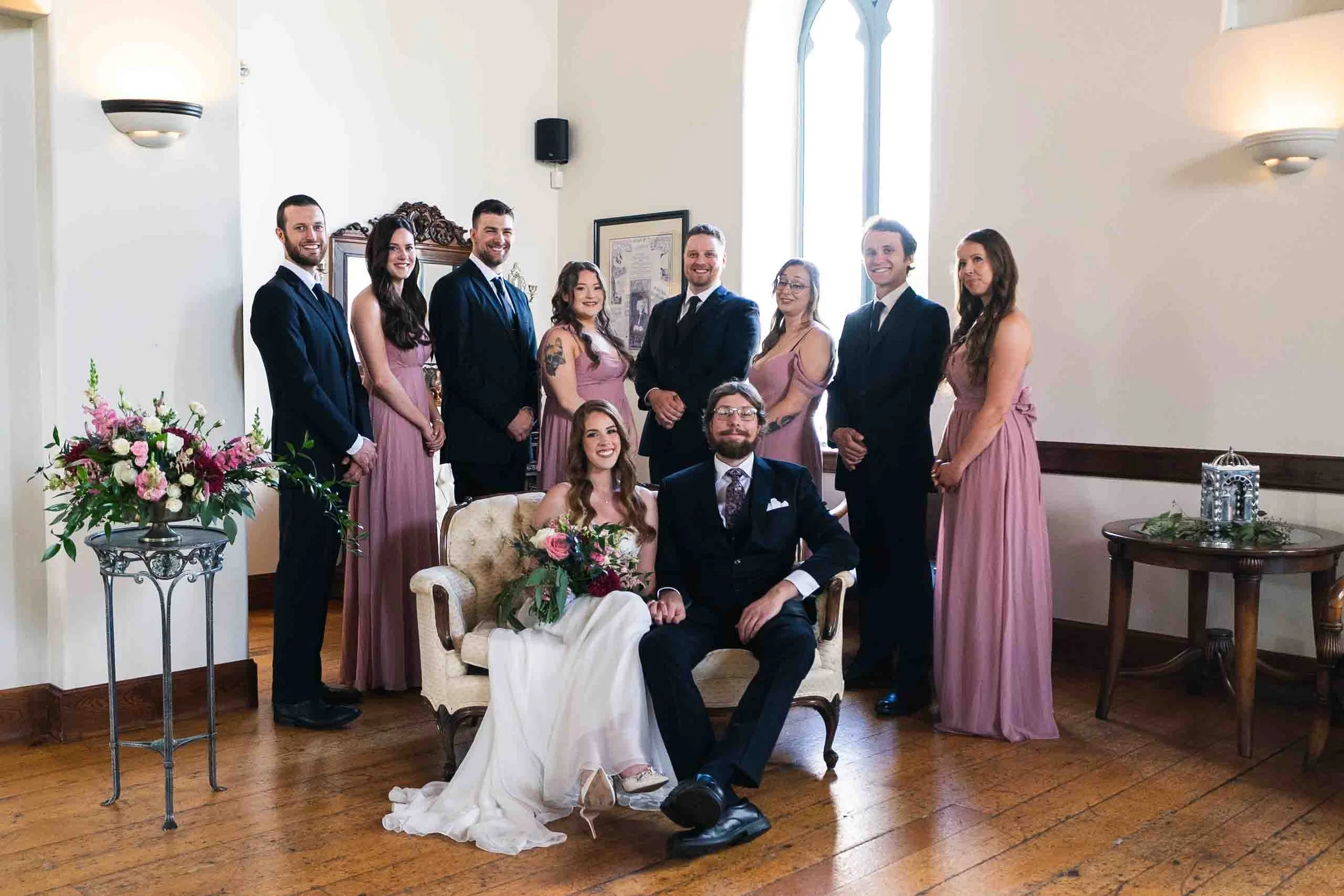 Wedding party photos at Hauser Hall