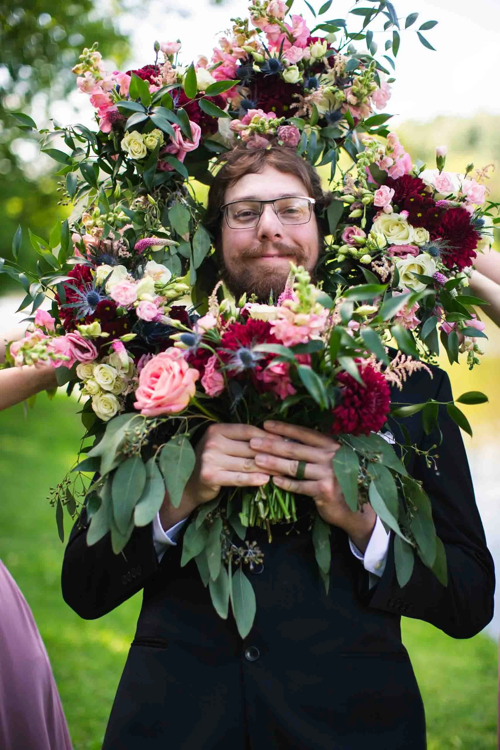 Bride and groom portraits near Hauser Hall