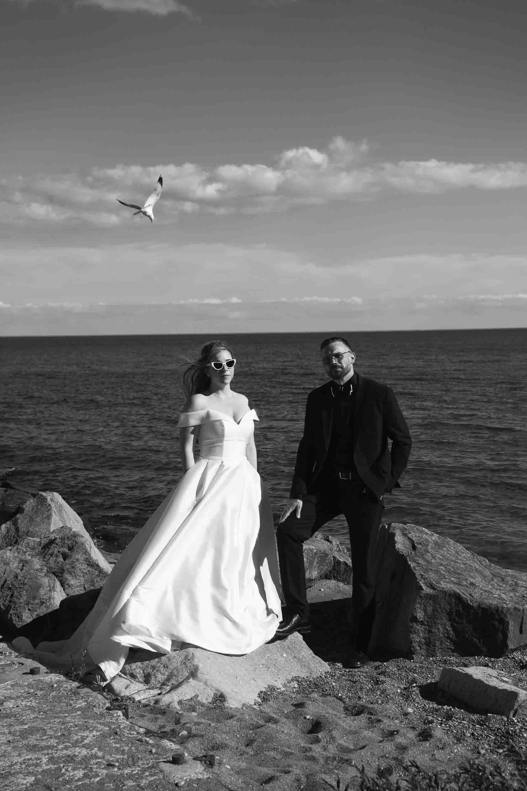 Black and White Wedding Photos | RC Harris Water Treatment Plant Toronto Ontario
