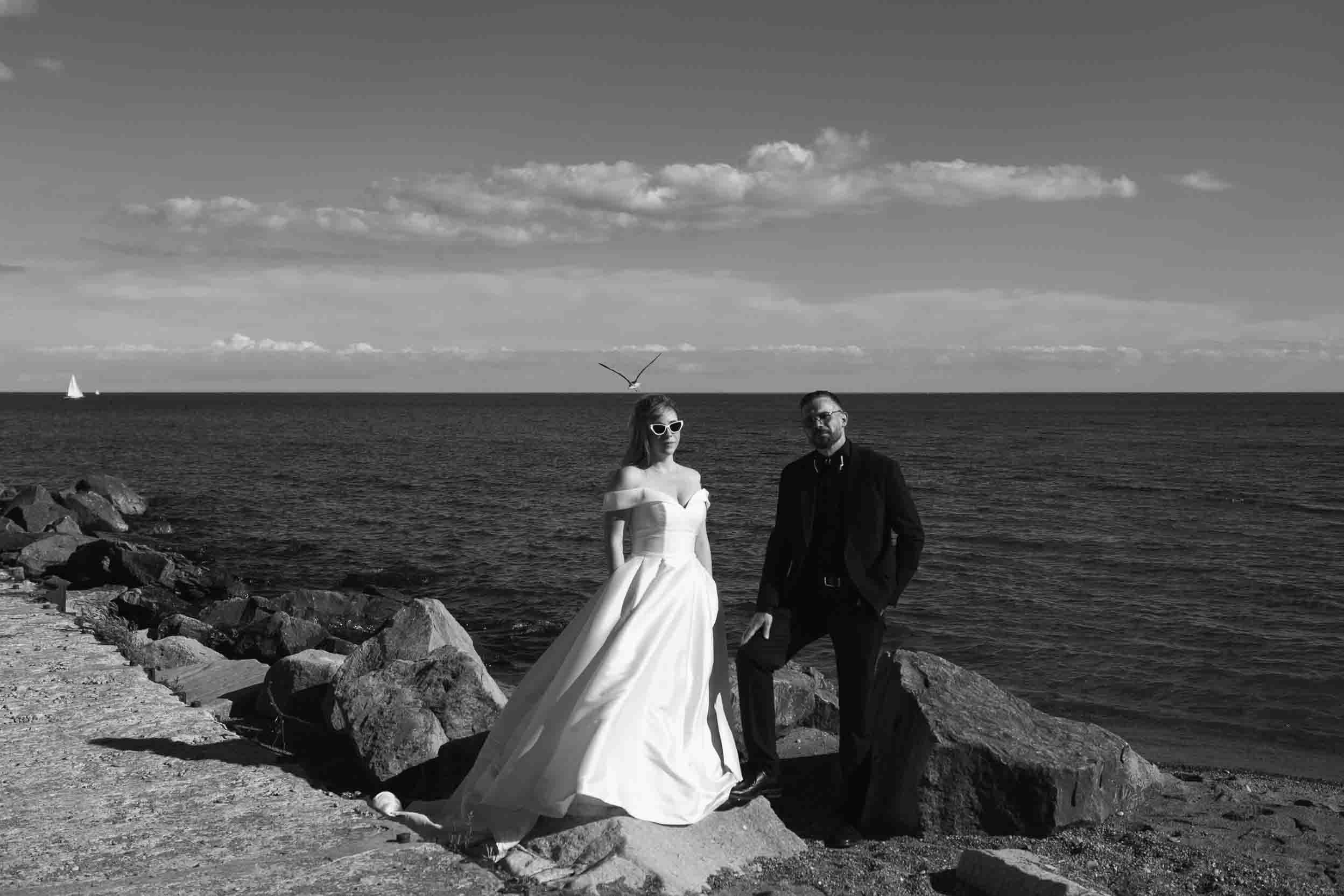 Black and White Wedding Photography RC Harris Water Treatment Plant Toronto Ontario
