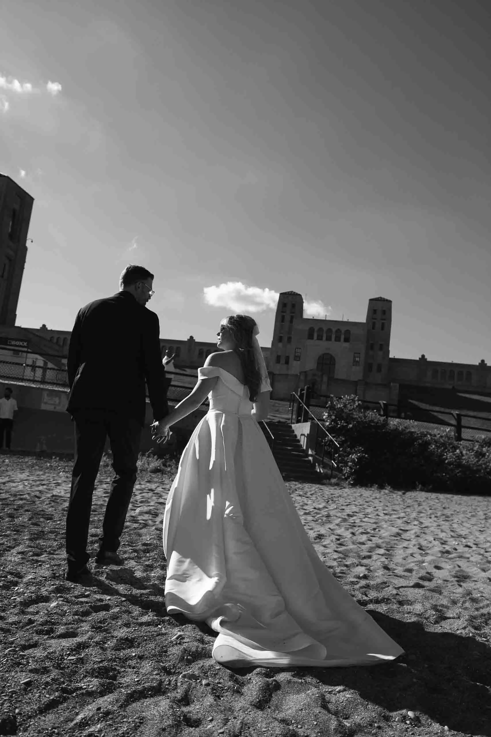 Black and White Wedding Photography RC Harris Water Treatment Plant Toronto Ontario